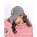 Suede fabric logo sports cap